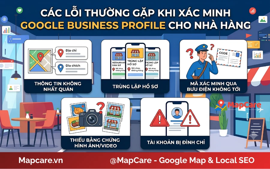 Những lỗi thường gặp khi xác minh Google Business Profile cho nhà hàng