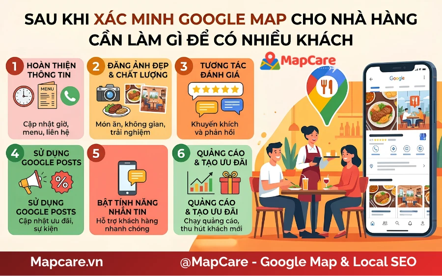 Sau khi xác minh Google Map cho nhà hàng cần làm gì để có nhiều khách hơn