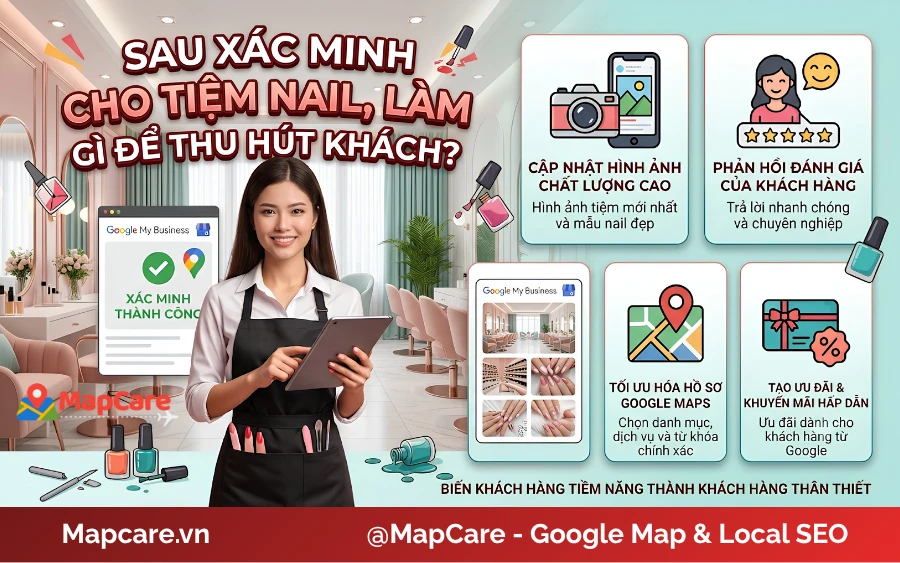 Làm gì sau khi xác minh để tiệm nail lên Google Maps và thu hút nhiều khách hơn
