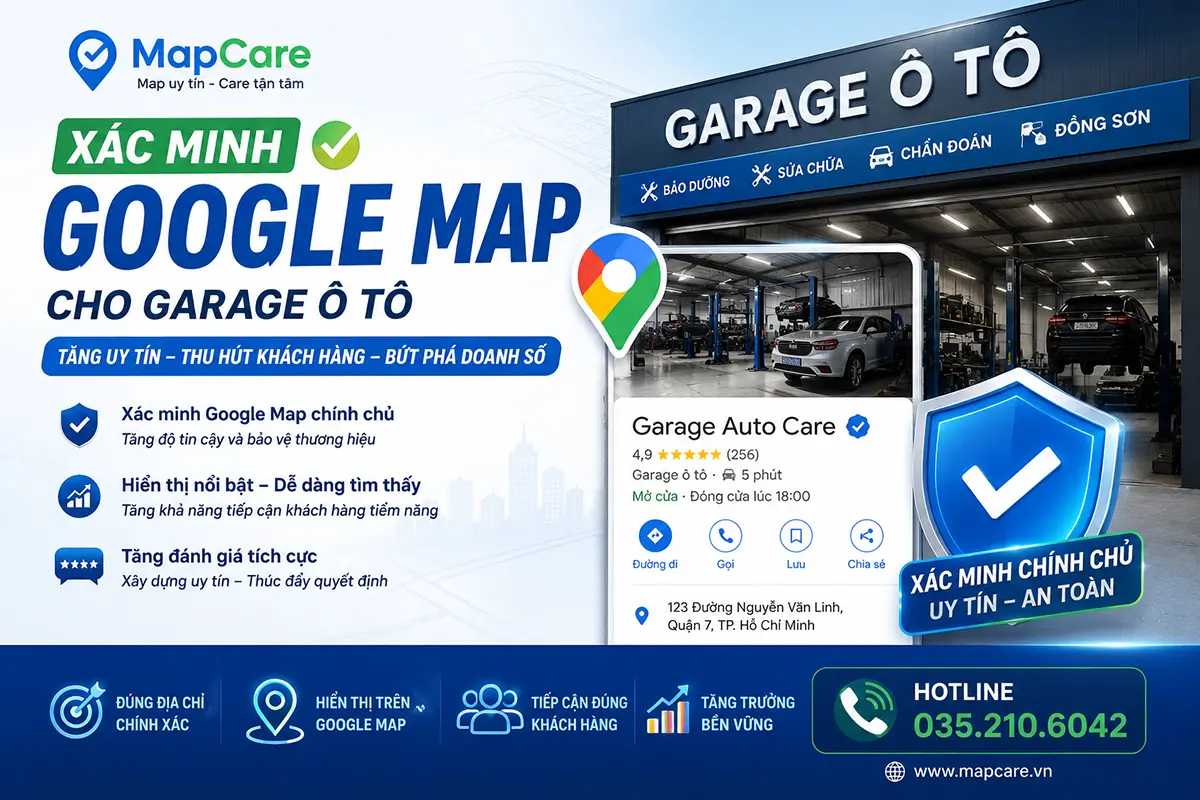Dịch vụ xác minh Google Map cho Garage Ô Tô